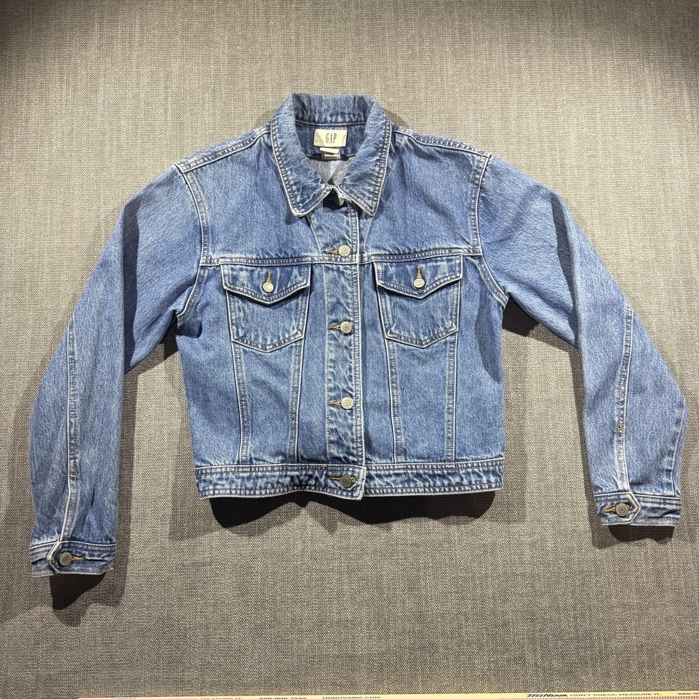 Vintage Gap‎ Denim Jacket Womens Medium Blue Jean Trucker Hong Kong 90s